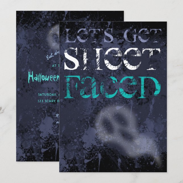 Vuxen Drickgest Halloweenfest Inbjudan (Fram/baksida)