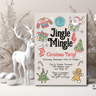 Vuxen eller Kids Retro Doodle jul Party Inbjudningar