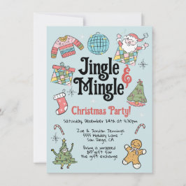 Vuxen eller Kids Retro Doodle jul Party Inbjudningar