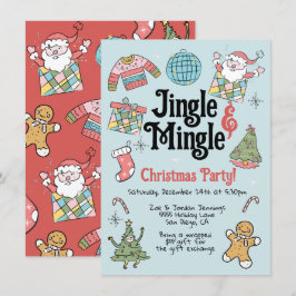 Vuxen eller Kids Retro Doodle jul Party Inbjudningar