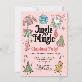 Vuxen eller Kids Retro Doodle jul Party Inbjudningar