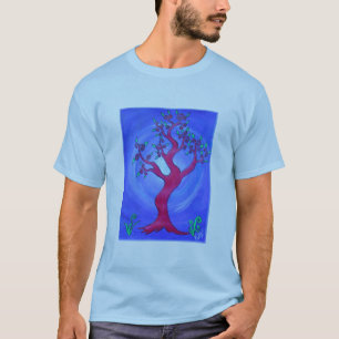 Vuxen enkelt röd utslagsplatsskjorta - träd t-shirt