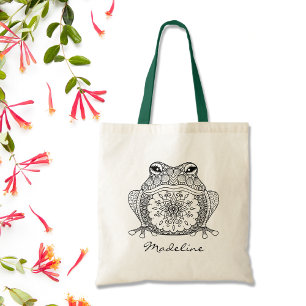 Vuxen Färg Frog Mandala Monogram Tygkasse