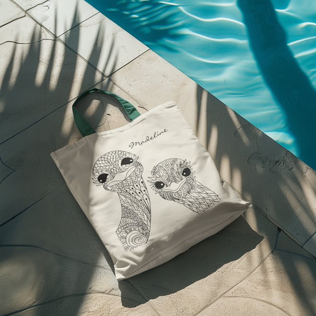 Vuxen Färg två strutsar Mandala Monogram Tygkasse (Skapare uppladdad)