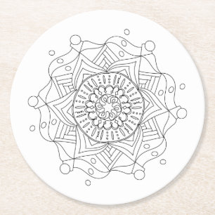 Vuxen Färga Papprare Underlägg med Mandala Art Papper Rund