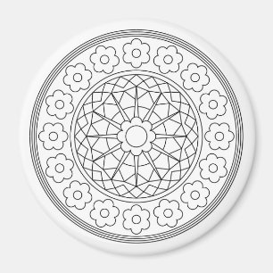 Vuxen färgläggningblommamagnet magnet