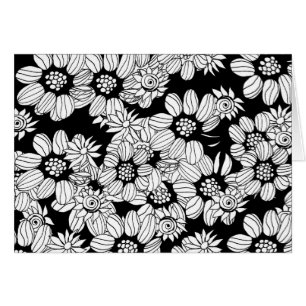 Vuxen färgläggningblomsterträdgård för DIY Hälsningskort