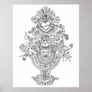 Vuxen färgläggningdag av den döda trädaffischen poster