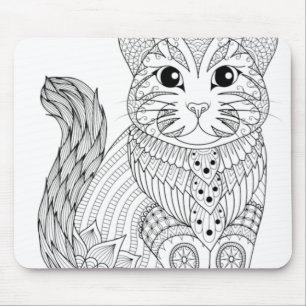 Vuxen Färgning av Cat Self-färgning av Bok Stil Musmatta