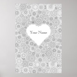 Vuxen Färgning Personlig HjärtPoster (stor) Poster