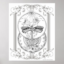 Vuxen Färgning Poster "I Kärlek Dragonflies Art"