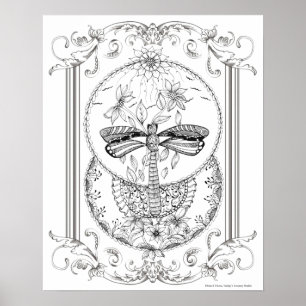 Vuxen Färgning Poster "I Kärlek Dragonflies Art"