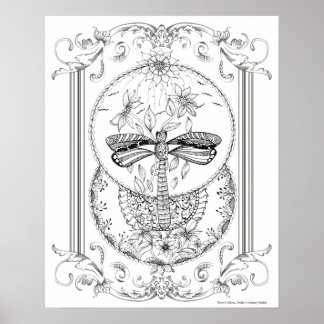 Vuxen Färgning Poster "I Kärlek Dragonflies Art"
