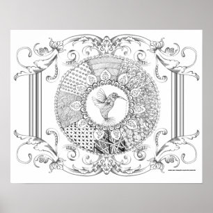 Vuxen Färgning Poster "I Kärlek Hummingbird Art"