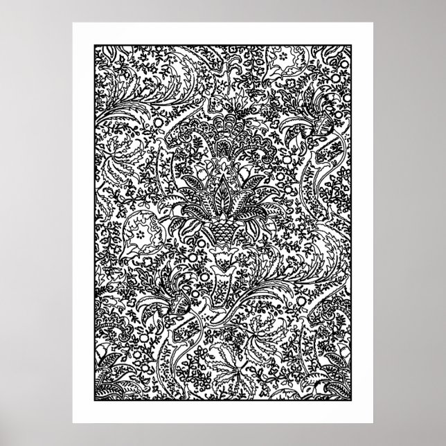 Vuxen Färgning Poster Morris Indian Mönster (Framsidan)