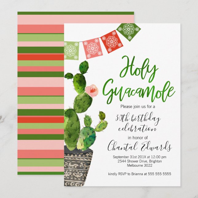 Vuxen Fiesta Birthday-inbjudan Inbjudningar (Fram/baksida)