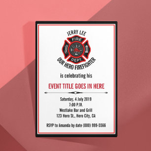 Vuxen Firefighter Event Pension Birthday Inbjudningar