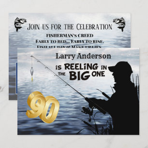 Vuxen Fisherman Milestone 90 Birthday 4 - Big One Inbjudningar