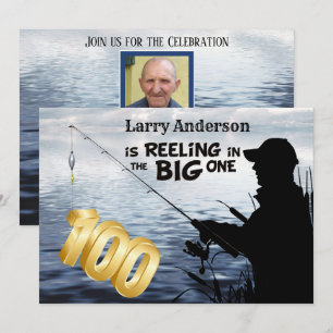 Vuxen Fiskare Milestone 100 Birthday the Big One Inbjudningar