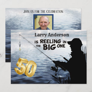 Vuxen Fiskare Milestone 50 Birthday the Big One Inbjudningar