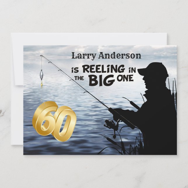 Vuxen Fiskare Milestone 60 Birthday the Big One Inbjudningar (Framsida)