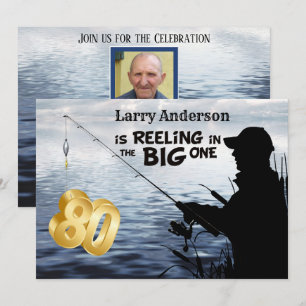 Vuxen Fiskare Milestone 80 Birthday the Big One Inbjudningar