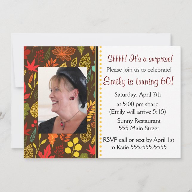 Vuxen Födelsedagsfest Fotoinbjudan Höst löv Inbjudningar (Framsida)