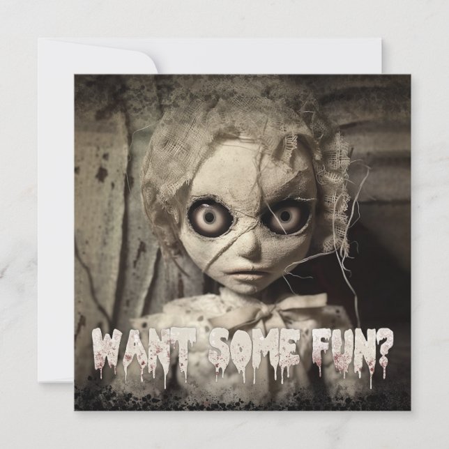 Vuxen för Spooky Haunted Doll Inbjudningar (Framsida)