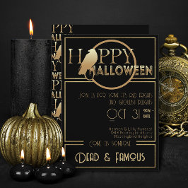 Vuxen Glam Halloween fest i Modern Black Guld Chic Inbjudningar
