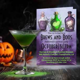 Vuxen Halloween Brews och Boos Cocktail Party Inbjudan