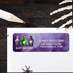 Vuxen Halloween Brews och Boos Cocktail Party Returadress Etikett