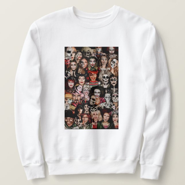 Vuxen Halloween Collage Crew Sweatshirt (Design framsida)