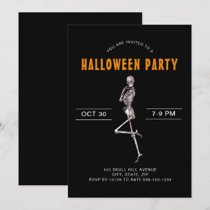 Vuxen Halloween Costume Party Skeleton Black Invit Inbjudningar