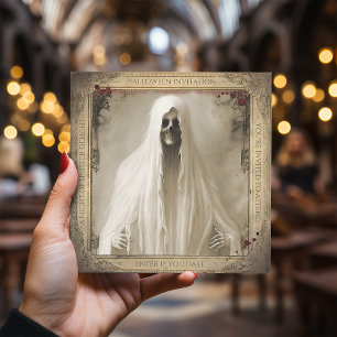 Vuxen Halloween, enkel hemlig Creepy Ghost Inbjudningar