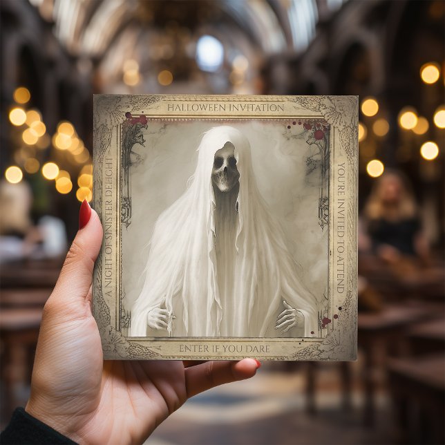 Vuxen Halloween, enkel hemlig Creepy Ghost Inbjudningar (Skapare uppladdad)