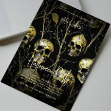 Vuxen Halloween fest Black Guld Skull Modern