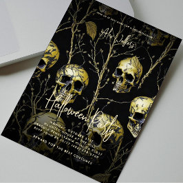 Vuxen Halloween fest Black Guld Skull Modern Inbjudningar