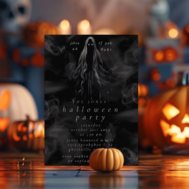 Vuxen Halloween fest Gothic Ghost Spooky Black Inbjudningar (Skapare uppladdad)