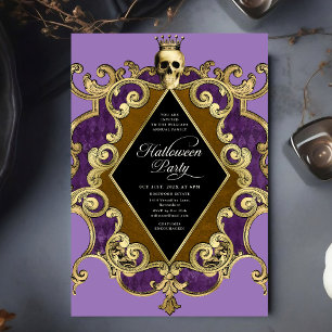 Vuxen Halloween fest Guld Ornate Vintage Inbjudningar