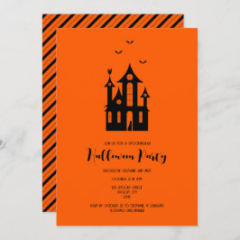 Vuxen Halloween fest Haunted House Black Orange Inbjudningar