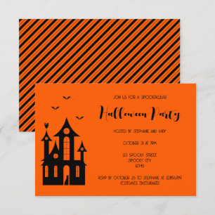 Vuxen Halloween fest Haunted House Black Orange Inbjudningar