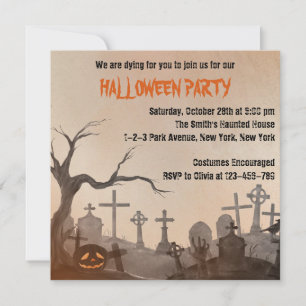 Vuxen Halloween fest Spooky Cemetery Inbjudningar