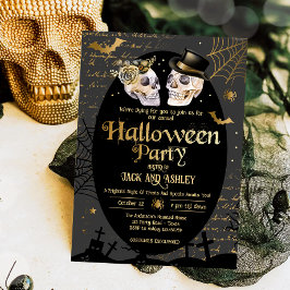 Vuxen Halloween fest Vintage Döskallar Gothic Guld Inbjudningar