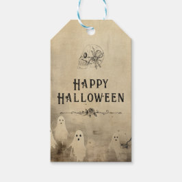 Vuxen Halloween fest Vintage Ghost Skull Spider Presentetikett