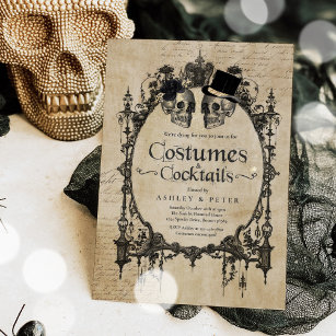 Vuxen Halloween fest Vintage Gothic Skull Inbjudningar