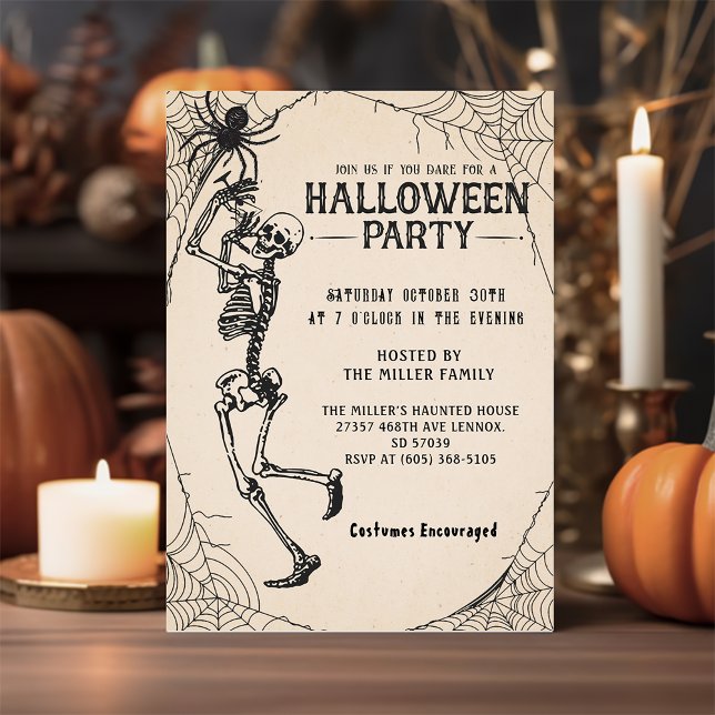 Vuxen Halloween fest Vintage Skeleton Cocktails Inbjudningar (Skapare uppladdad)