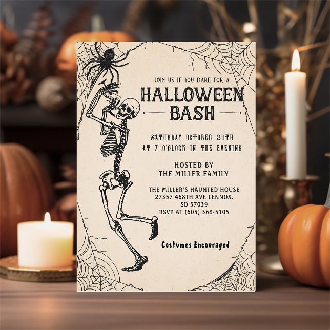 Vuxen Halloween fest Vintage Skeleton Cocktails Inbjudningar (Skapare uppladdad)