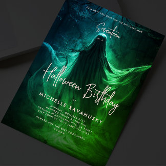 Vuxen Halloween Födelsedagsfest Ghost Grönt Inbjudningar