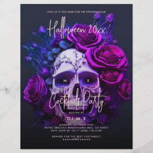 Vuxen Halloween Födelsedagsfest Skull Lila Blue Reklamblad