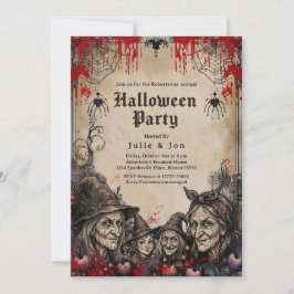 Vuxen Halloween gotisk häxor årlig fest inbjudan